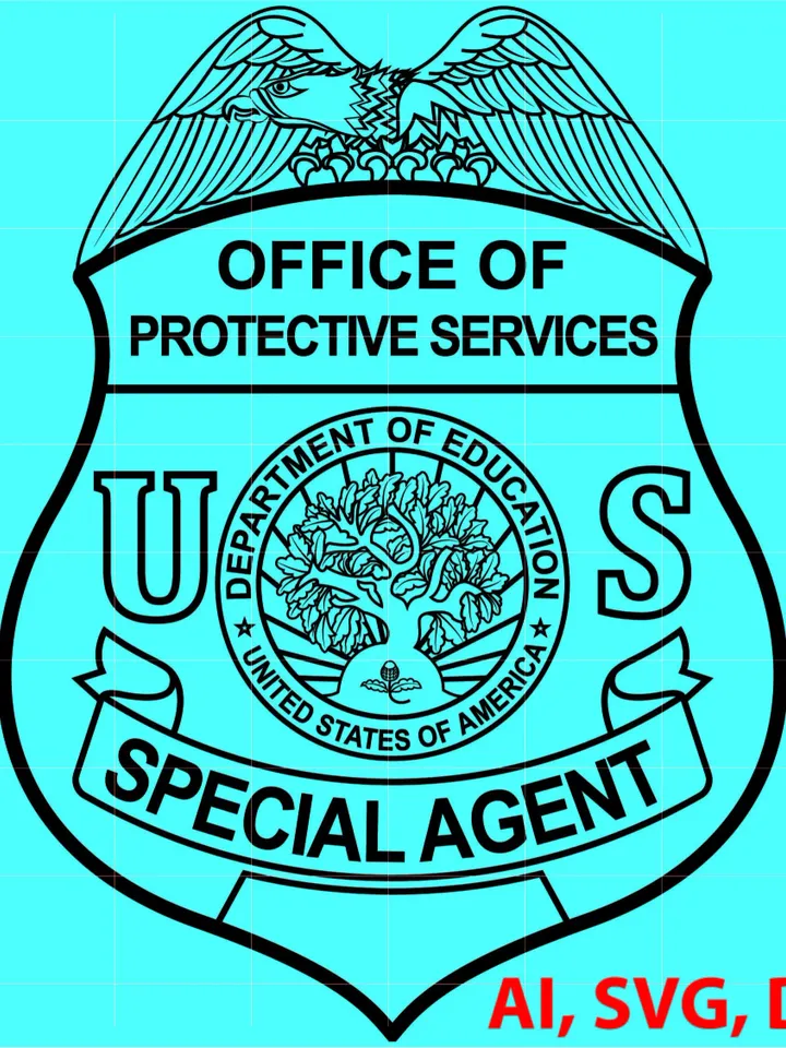 U S Department of Education Protective Services Special Agent Badge Custom, Ai, Vector, SVG, DXF, PNG, Digital