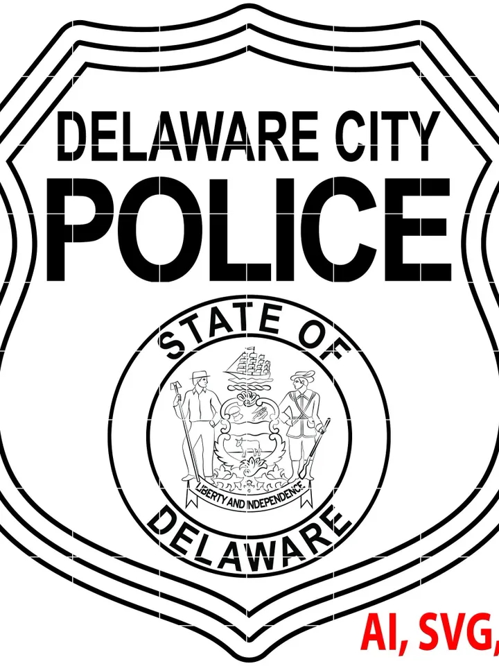 Police Badge, Delaware City Police Badge, Logo, Seal, Custom, Ai, Vector, SVG, DXF, PNG, Digital