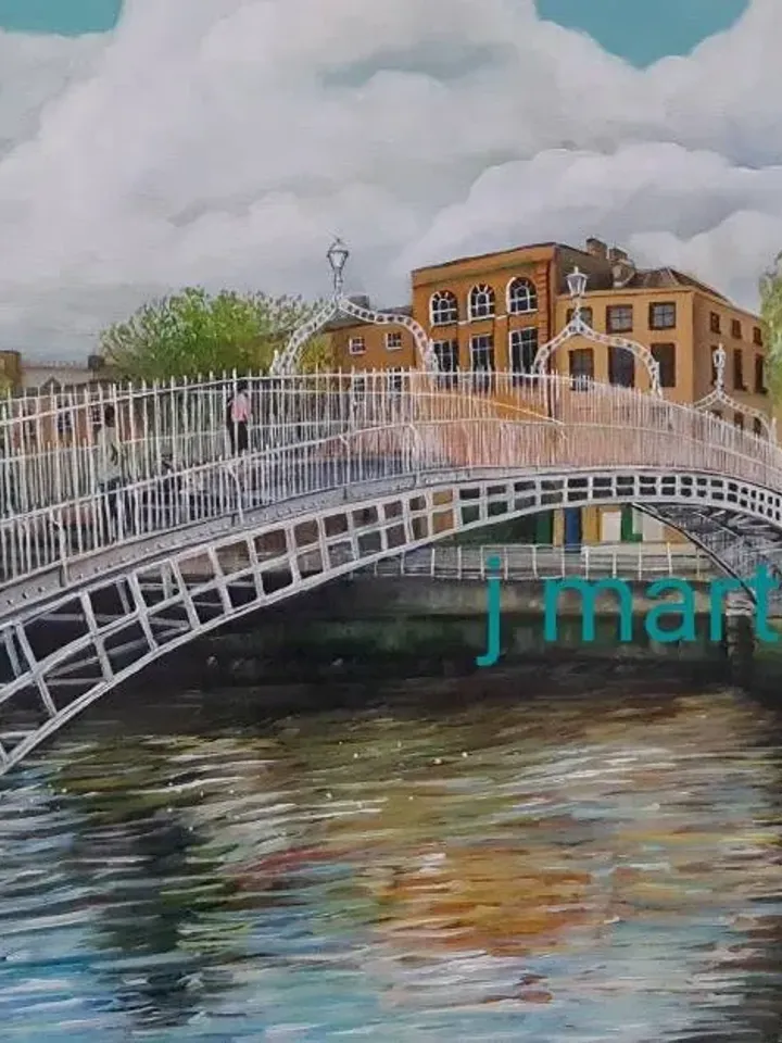 The Ha'penny Bridge, Dublin City Centre, Dublin Ireland, unmounted, unframed