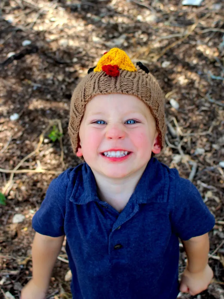 Knitted Brown or White Chicken Hat, Child Photo Shoot Prop, Down at the Farm Themed Party, Gender Reveal, Sizes: 1-3 Years & 4-12 Years