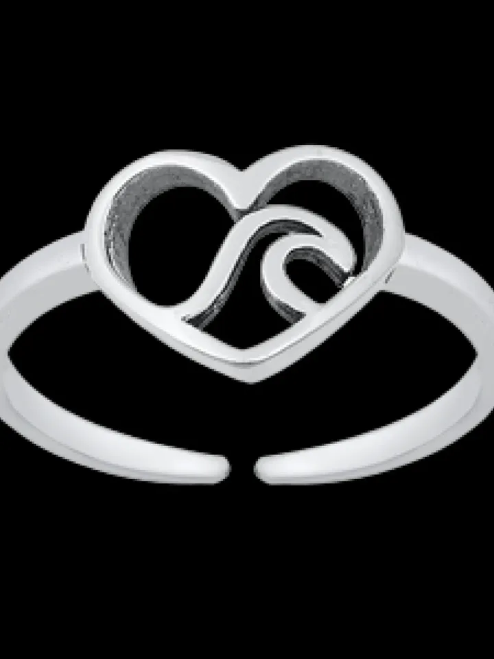 Toe Ring, Wave ring, Sterling Silver Heart Toe Ring, Wave toe ring, Toe Rings, Adjustable Heart Toe ring, Gift For women #toering #toerings