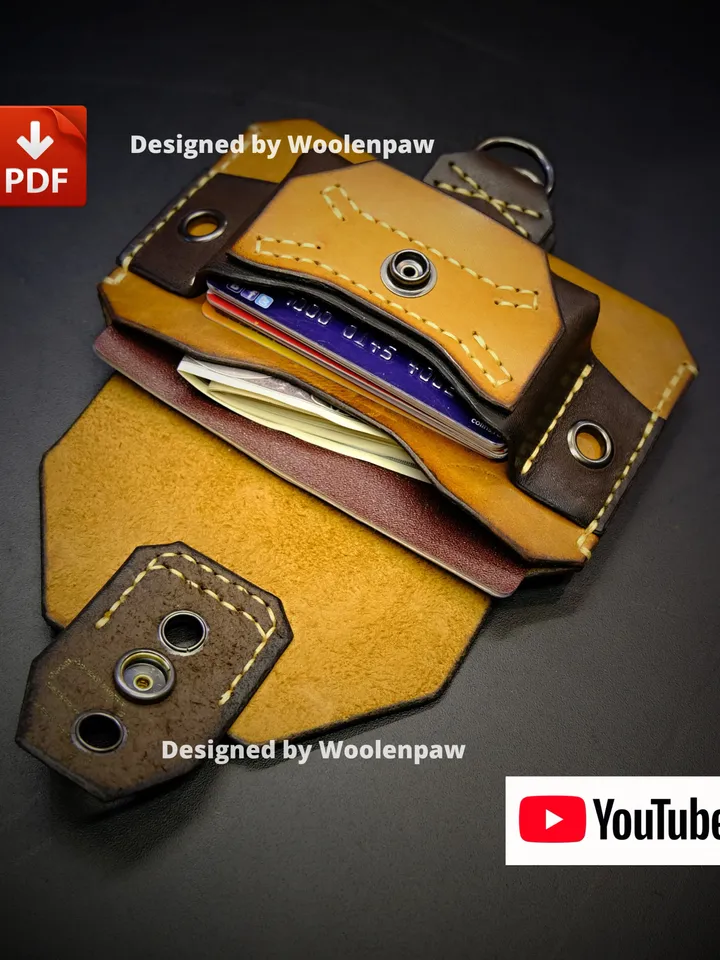 Leather pattern - EDC belt wallet / passport - wallet pattern. EDC27