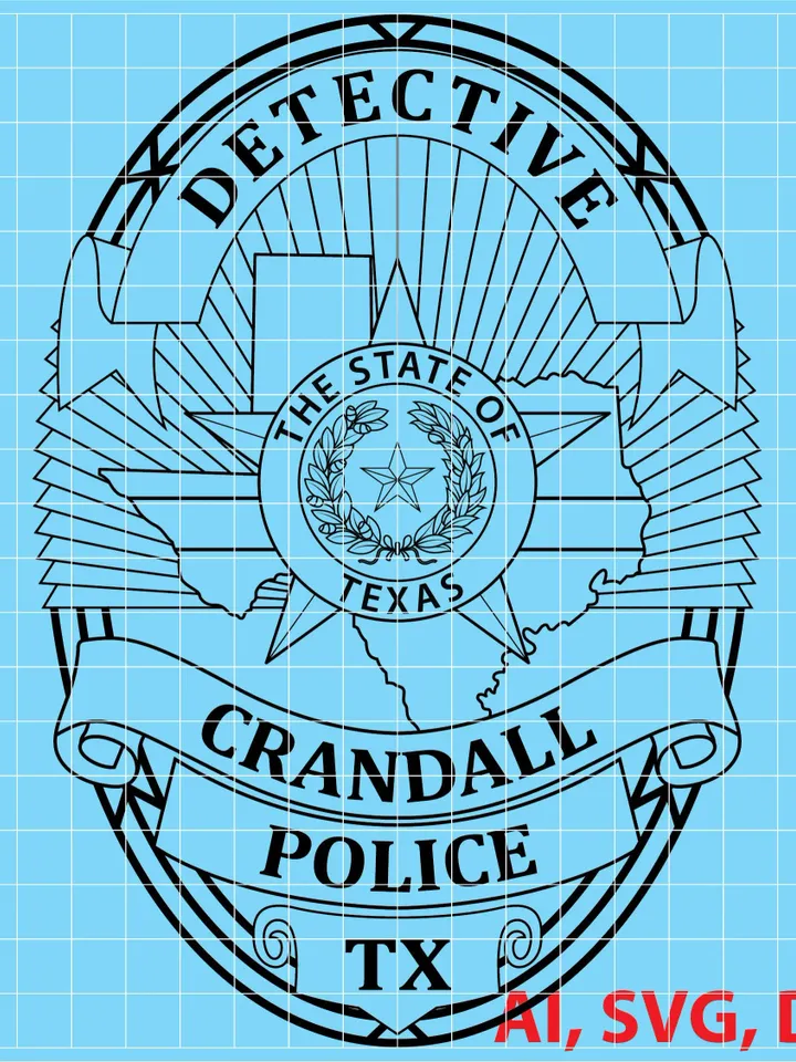 State of Texas Crandall Detective Police Logo, Seal, Badge, Custom, Ai, Vector, SVG, DXF, PNG,