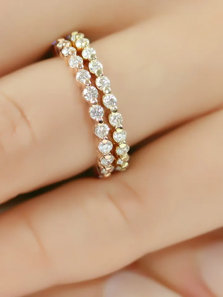 STACKING RING SET | Diamond Wedding Ring Set | Women Eternity Stackable Rings Band | Gift For Wedding | White Moissanite Diamond Ring
