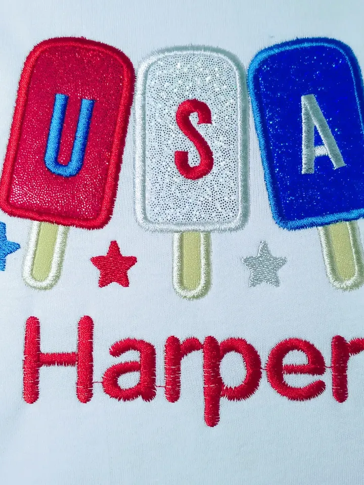 4th of July Popsicle with star USA Applique Machine embroidery design