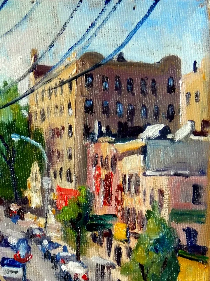 Original Bronx NYC Oil Painting -From Bedford and Webster- 8x10 Oil on Canvas, Impressionist Fine Art, Signed New York City Landscape