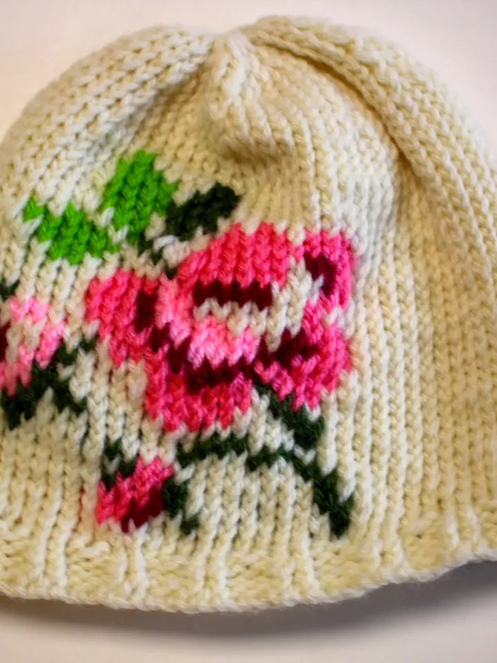 Pink and Green Floral Hat, Winter Hats, Gift Ideas for Christmas and Birthdays, Girl Hat with Flowers, Mommy and Me Hats, Mother's Day Gifts