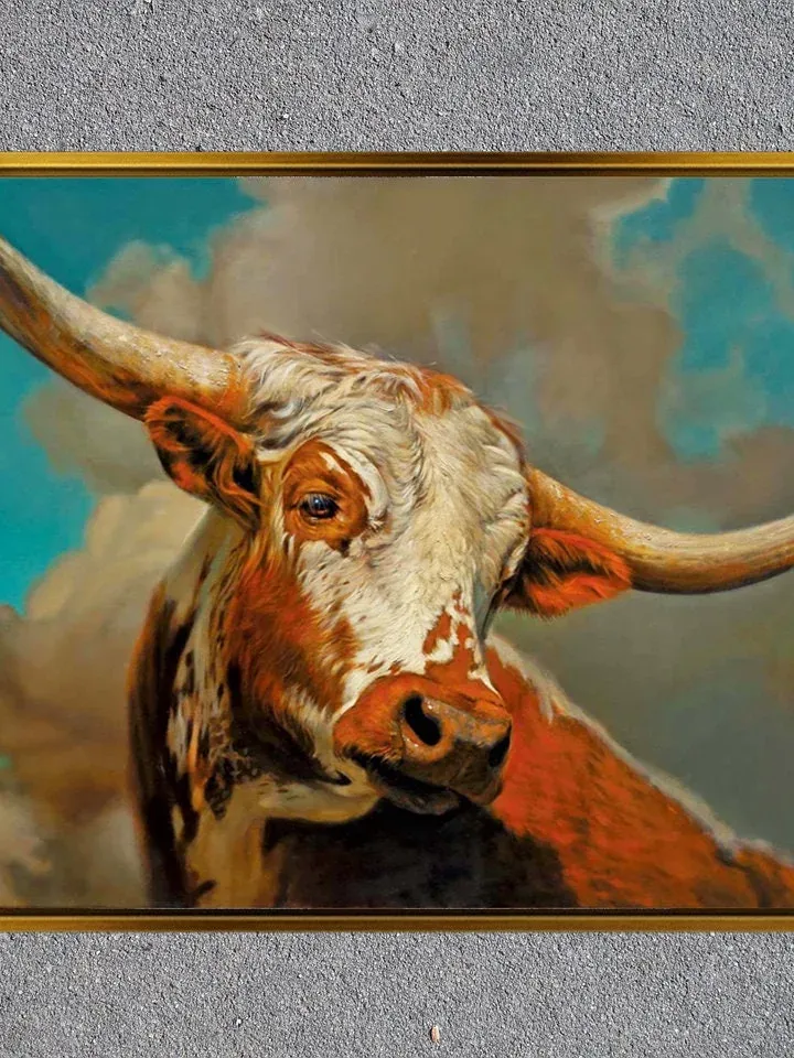 Bull Print on Canvas , Floating Frame Option, Modern Wall Art, Extra Large Canvas Wall Art