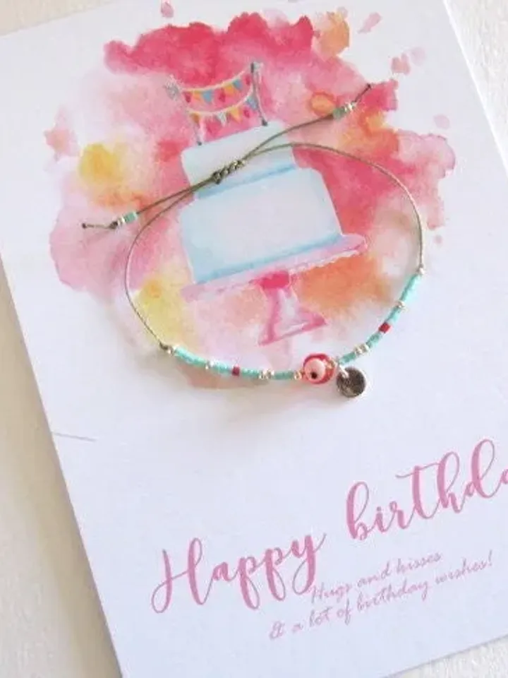 Miyuki bracelet and gift Card/Dainty & Beaded Tiny beads/Miyuki bracelet, friendship bracelet with evil eye , Miyuki bracelets, gift