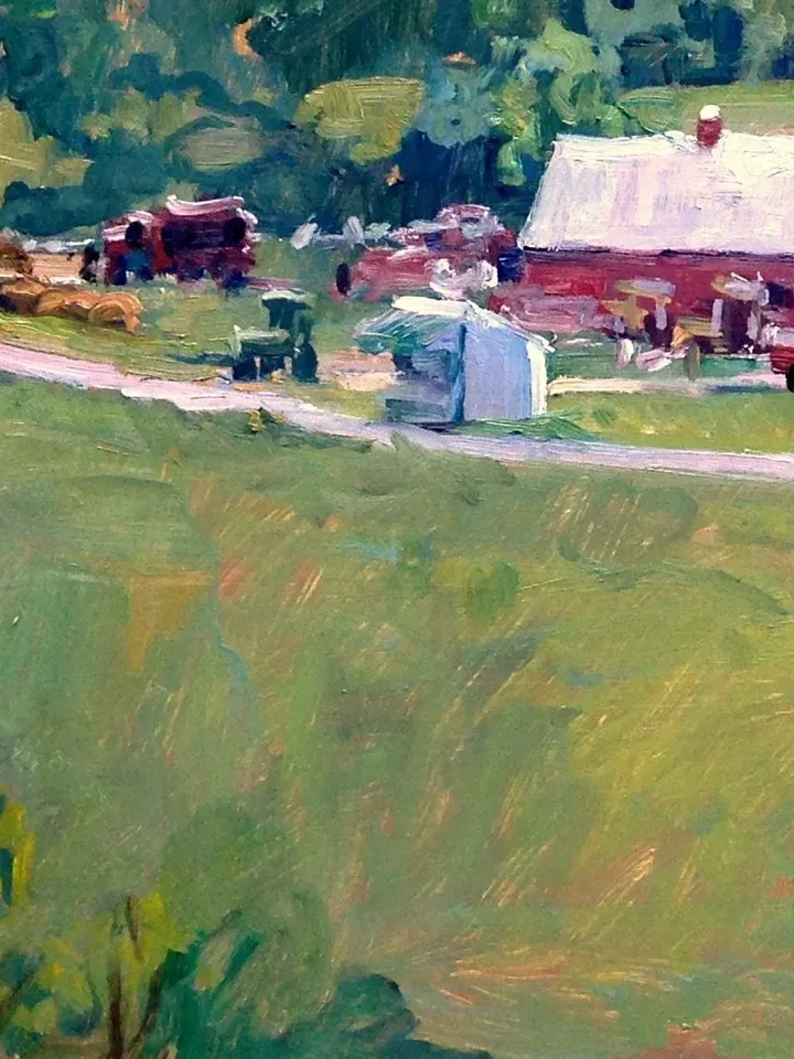 Large Berkshires Landscape Painting - Chenail&#39;s Farm - 18x24 Oil on Panel, Large Plein Air Impressionist Oil Painting, Signed Original