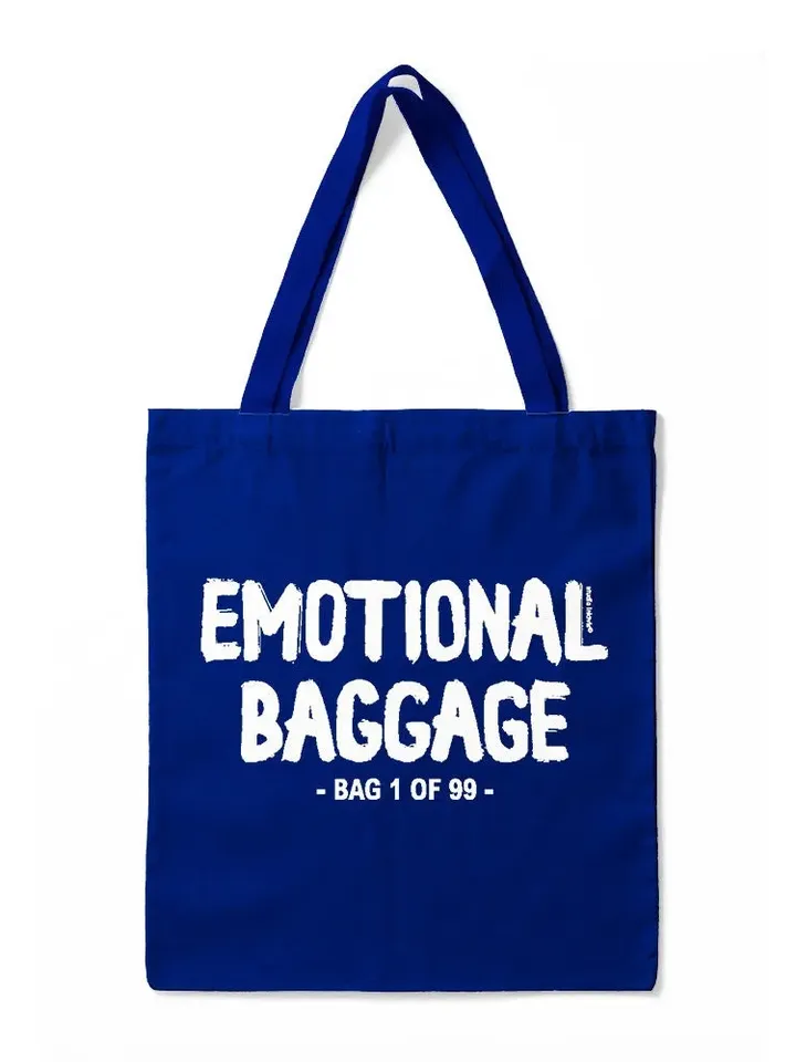 Emotional Baggage Tote bag blue. Mental Health nature lovers Environment friendly Mood Bag Gym Bag Grocery. Stuff Bag Eco-Friendly Shopper