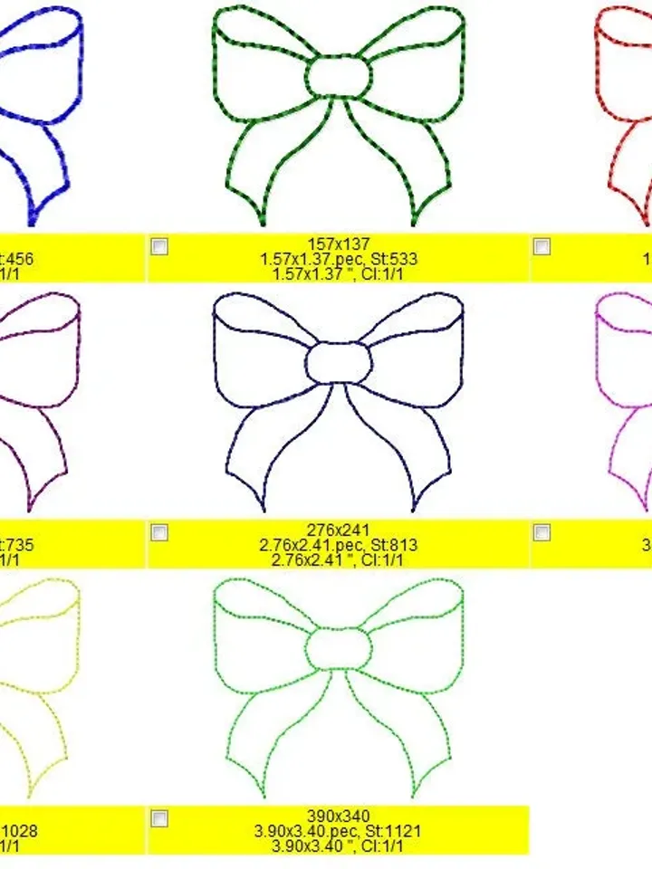 Embroidery bow file Ribbon Bow embroidery designs for girls Machine embroidery designs for pillow Bow mini embroidery design Bow contour