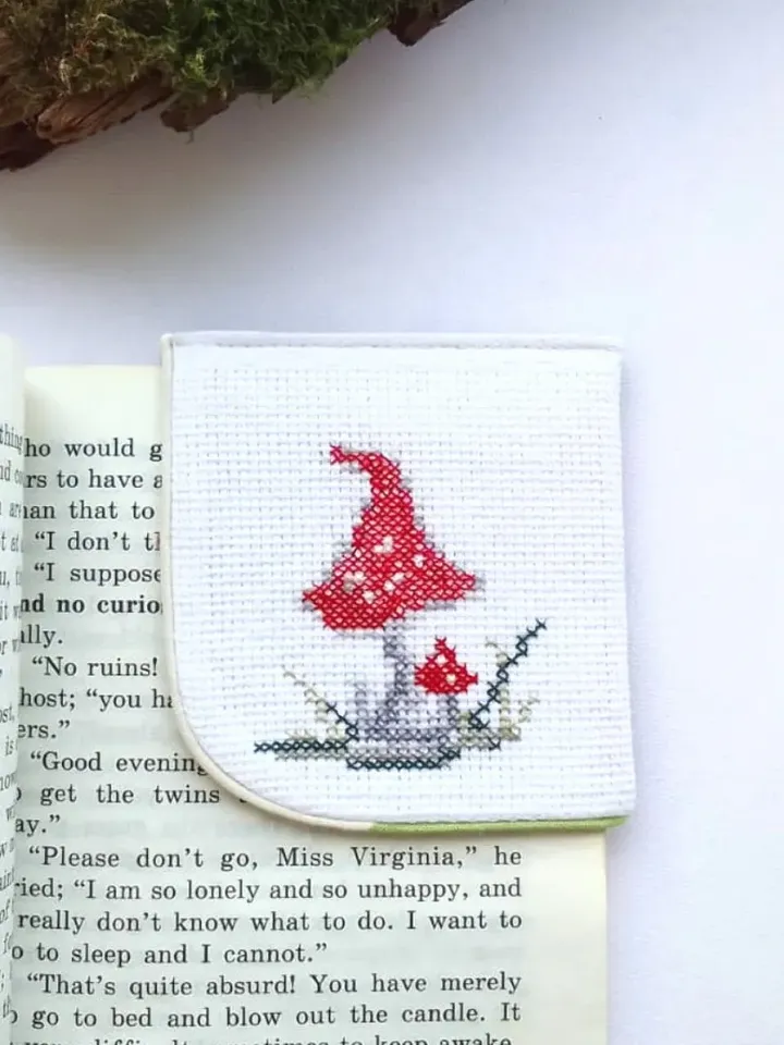 Personalized red mushroom corner bookmark, aesthetic unique gift for her