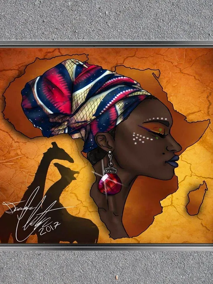 5d diamond painting african woman Print on Canvas , Floating Frame Option, Modern Wall Art, Extra Large Canvas Wall Art