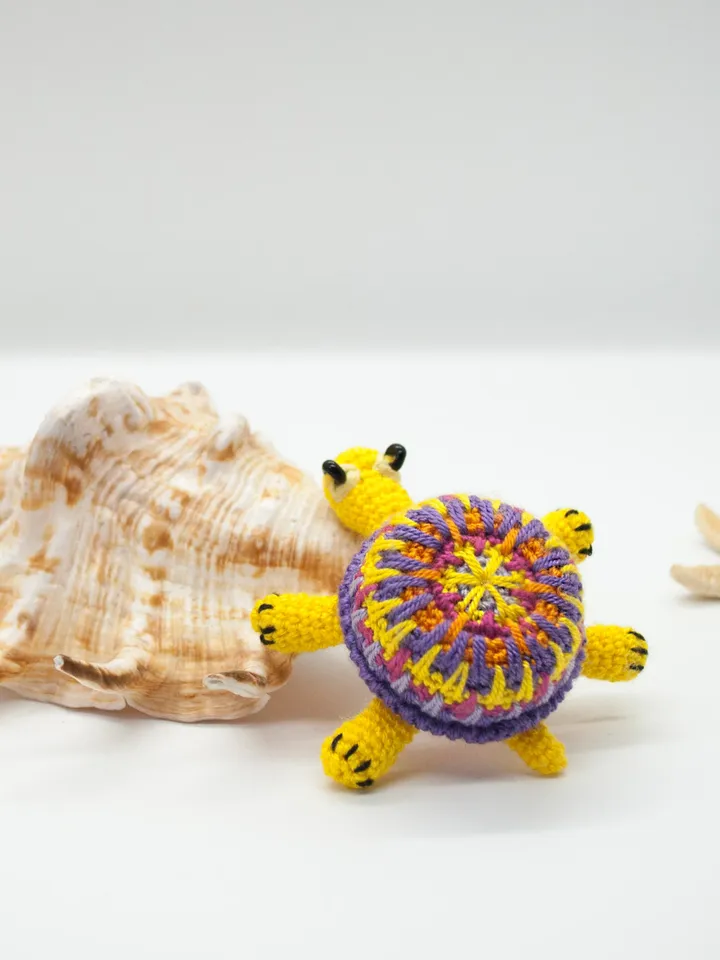 Miniature crochet turtle multicolor, Anxiety pet turtle, Turtle keychain or Car mirror pendant, Colorful Squishy toy