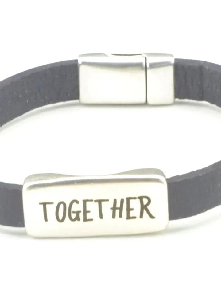 Custom Personalized Word or Text Message Bracelet | Custom Leather Bracelet Engraved | Anniversary Gift Dad Husband Grandpa Godfather Groom