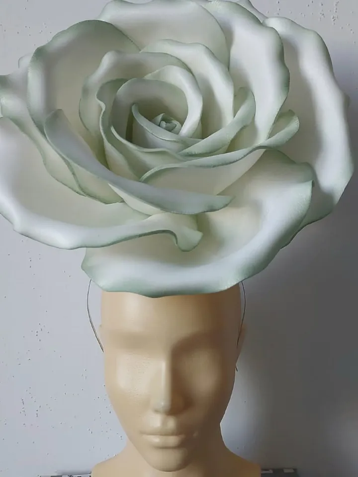Giant rose fascinator, Wedding Floral headdress, Bridal headband bloom headpiece Bride hairband Garden party