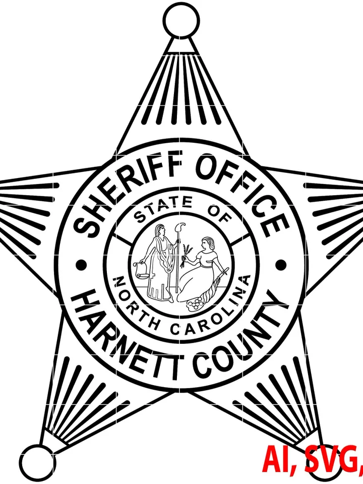 Sheriff Badge, State of North Carolina Harnett County Sheriff Office Badge, Logo, Seal, Custom, Ai, Vector, SVG, DXF, PNG, Digital