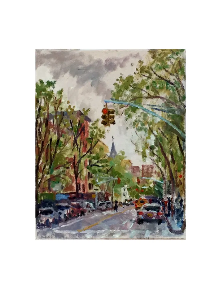 8x10 East Village Cityscape Painting -Up Avenue A/NYC- Oil on Canvas, New York Urban Impressionist Fine Art, Signed Original Landscape
