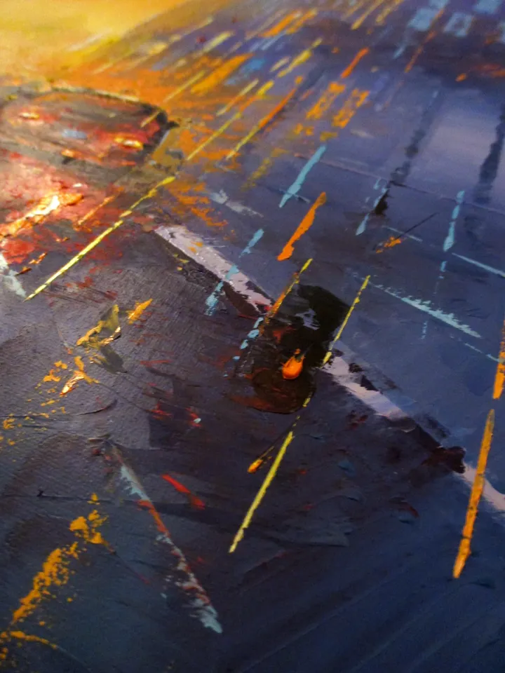 Cyberpunk Painting "NIGHT HORIZON" Original Oil Painiting on Canvas Modern City Painting Art by "Walperion Paintings"