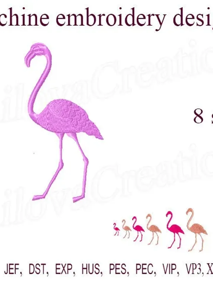 Flamingo Embroidery designs  Silhouette animals Machine embroidery patterns bird