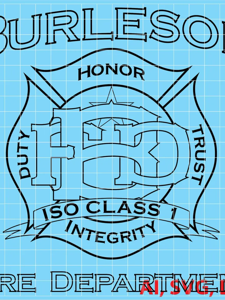 Burleson Fire Dept. Badge, Logo, Seal, Custom, Ai, Vector, SVG, DXF, PNG,