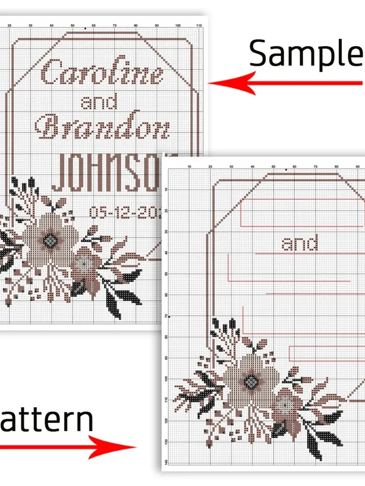 Anniversary cross stitch pattern. Wedding cross stitch pattern. DIY.