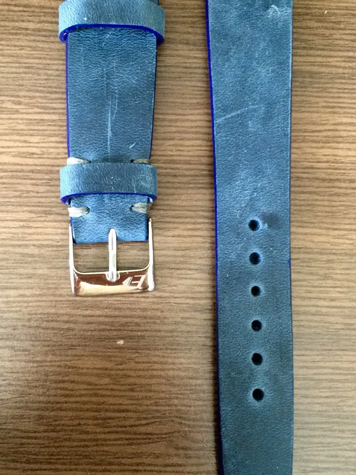 Leather Watch Strap, Leather Watch Band, Vintage watch strap, Blue watch band, 20mm strap, 19mm watch band, 20mm watch strap, FREE SHIPPING