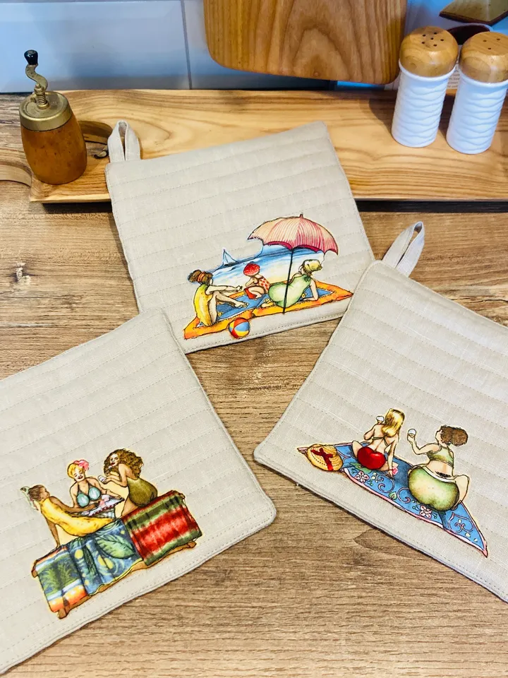 Potholder 7.8'' x 7.8'' Pot holders with sayings Pot holders handmade