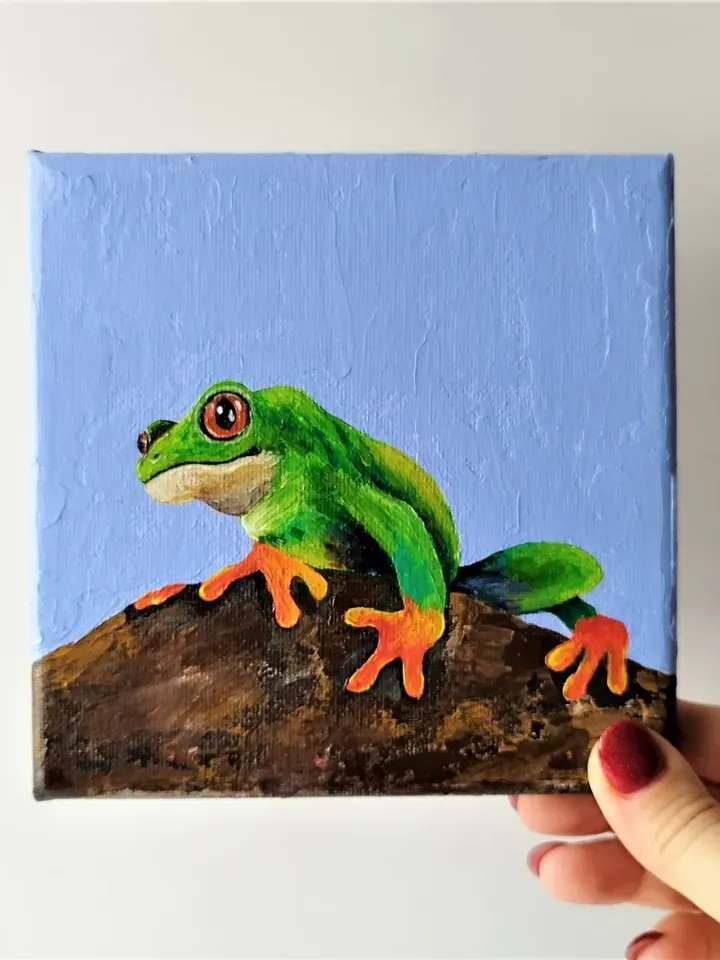 Adorn Your Walls with this Amazing Frog Acrylic Painting - Animal Artwork