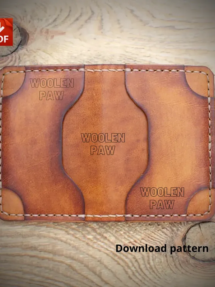 Leather pattern to make a Minimalist wallet. BF12