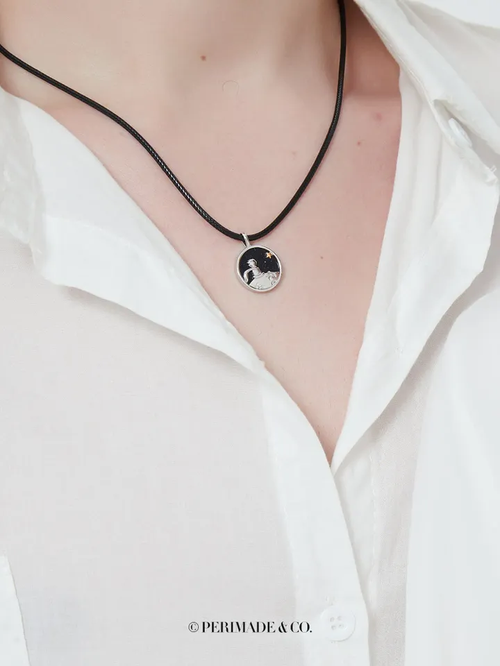 PERIMADE Little Prince Couple Necklace • Fox Planet Star Matching Pendant • Long Distance Relationship Jewelry • Trendy Best Friend Gift
