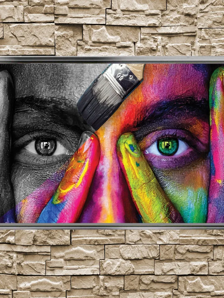 Painted woman Print on Canvas , Floating Frame Option, Modern Wall Art, Extra Large Canvas Wall Art