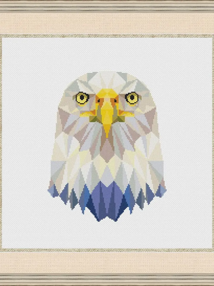 Geometric Eagle Cross Stitch Pattern, Modern Cross Stitch, Geometric Animals Cross Stitch Pattern PDF