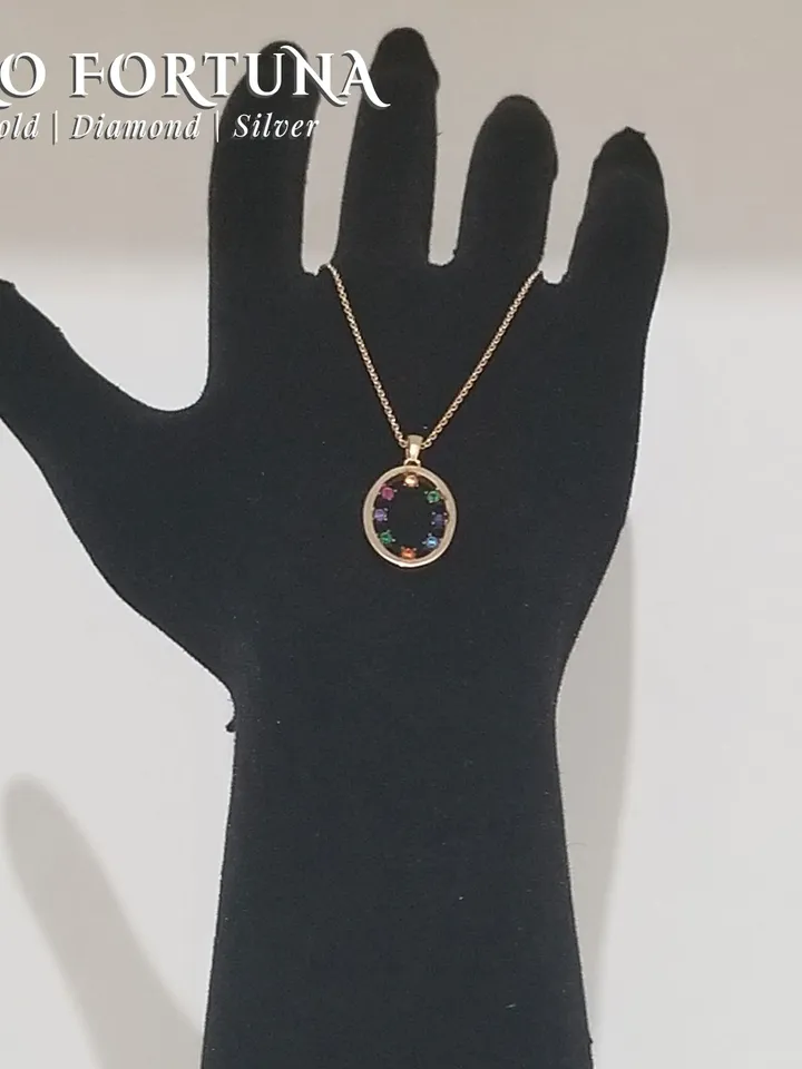 Dainty 14K Gold Ovale Multi Color Stone Necklace Jewellery for Women - Gift, Anniversary, Love, Party,, Minimalistic, Casual, Valentines
