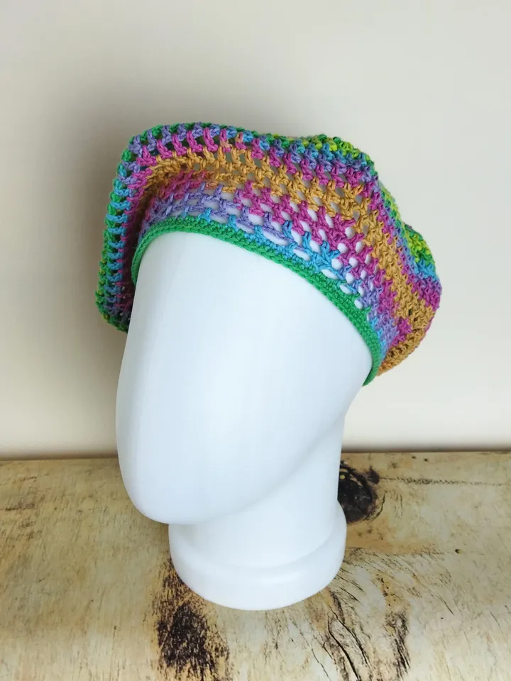 Pastel rainbow beret hat crochet French beret for women Summer hat Lace beret handknit