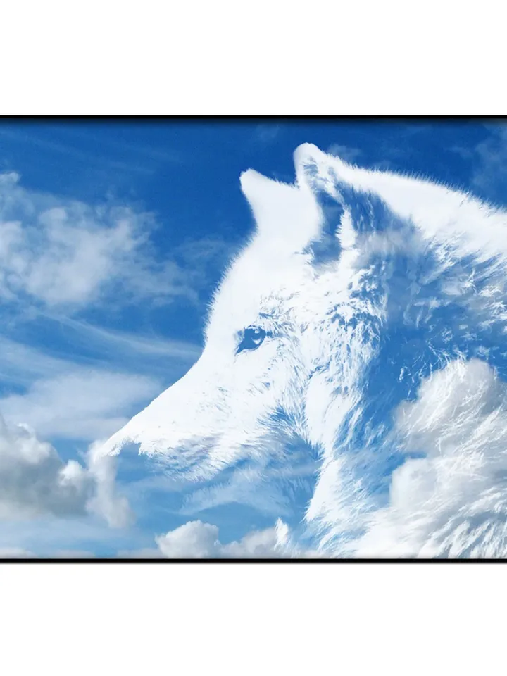 White wolf  Print on Canvas , Floating Frame Option, Modern Wall Art, Extra Large Canvas Wall Art