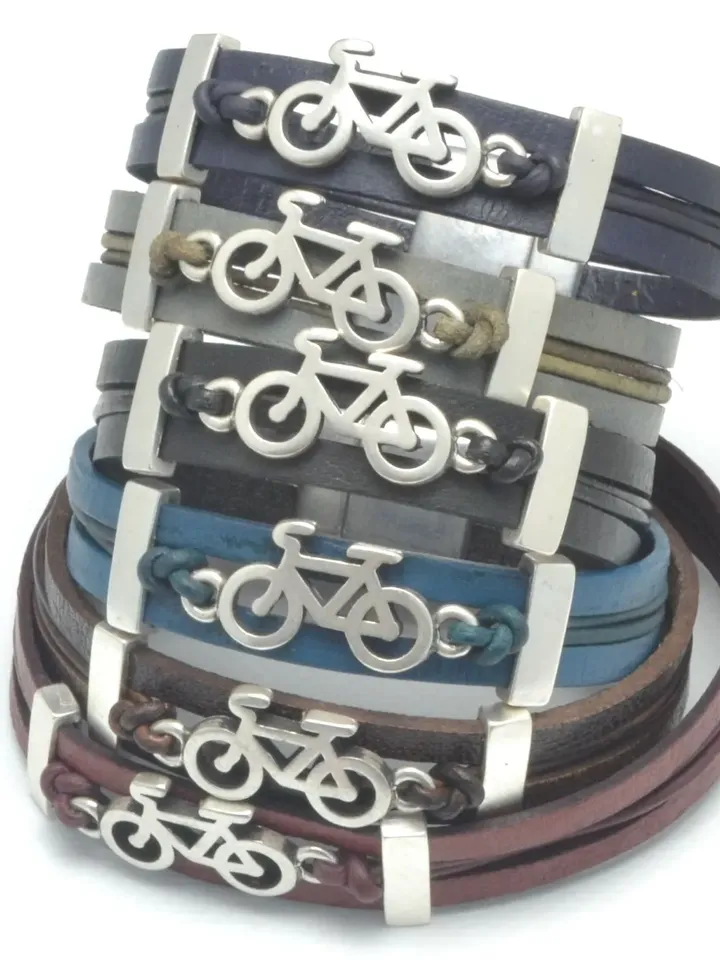 BICYCLE BRACELET, CYCLING Bracelet, Plain Leather Wrist Strap Cuff Band, Biker Bracelet, Cyclist Gifts, Triathlon Gift, Gifts for Sports Fan