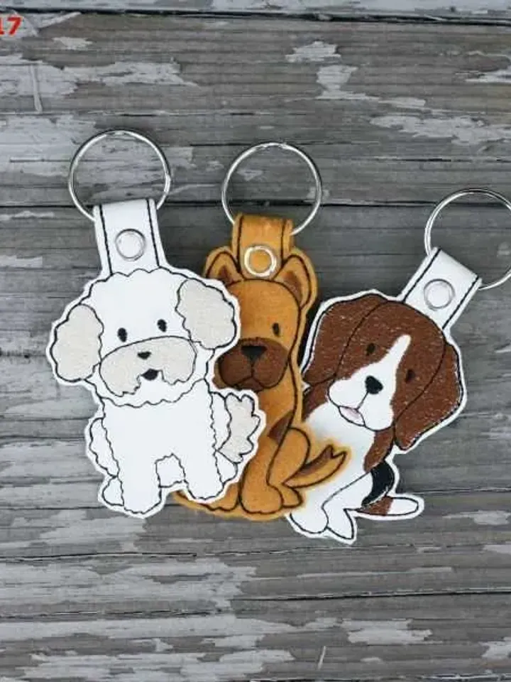 18 Dog Breeds Embroidery Design Pack, The Hoop Key Fobs, Holiday Dog Designs,Gnomes Machine,7 sizes,Instant Download.
