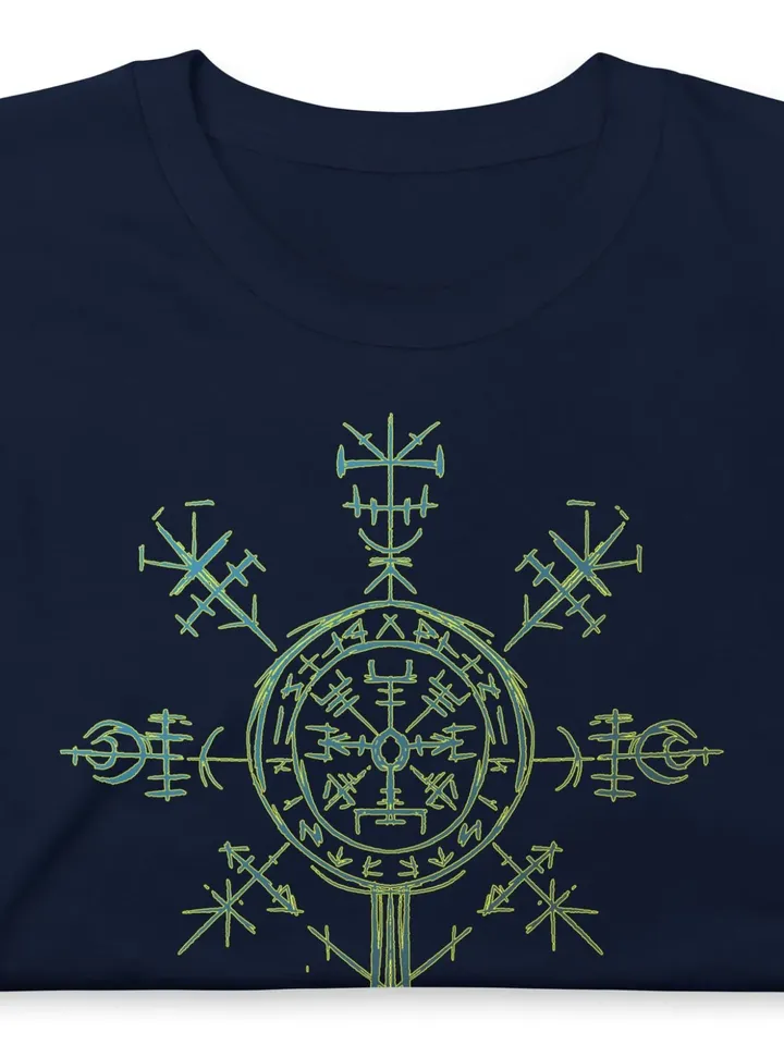 Norse Cross T-Shirt (Unisex) | Nordic Compass Viking Cross, Scribbled Pagan Art, Wheel of Fortune, Vegvisir the Way Shower, Viking Runes