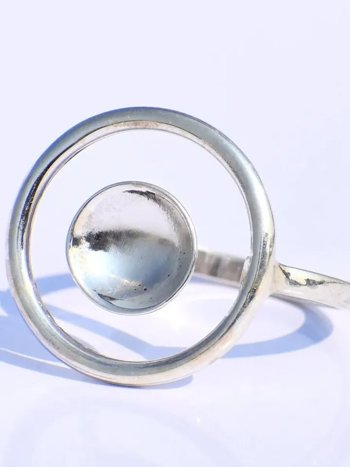 Hollow Circle Ring, Adjustable Ring, Sterling Silver Ring, Handmade Ring, Statement Ring, Boho Ring, Minimalist Ring, Wedding Ring, Gift Her