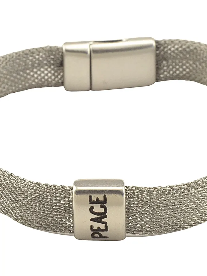 Personalized FLAT KNITTED CHAIN Bracelet | Custom Engraved Mesh Bracelet with Name/Word | Anniversary Mom Gift from Son Daughter