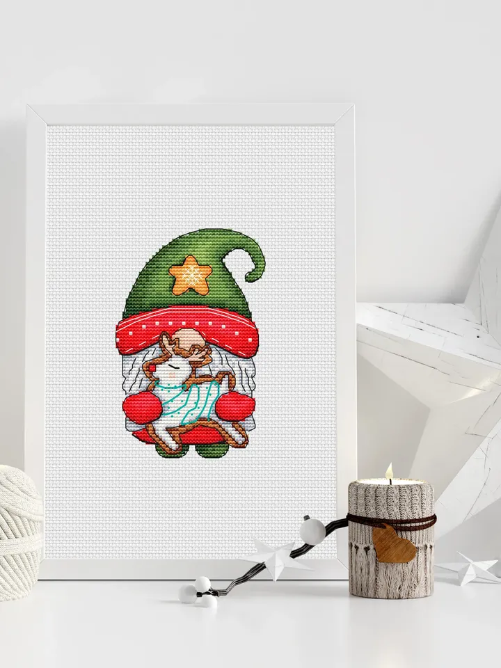 Gnome Cross Stitch Pattern PDF Funny Cross Stitch Pattern Hand Embroidery Design Beginner Needlepoint Scheme Wedding Cross Stitch Gift