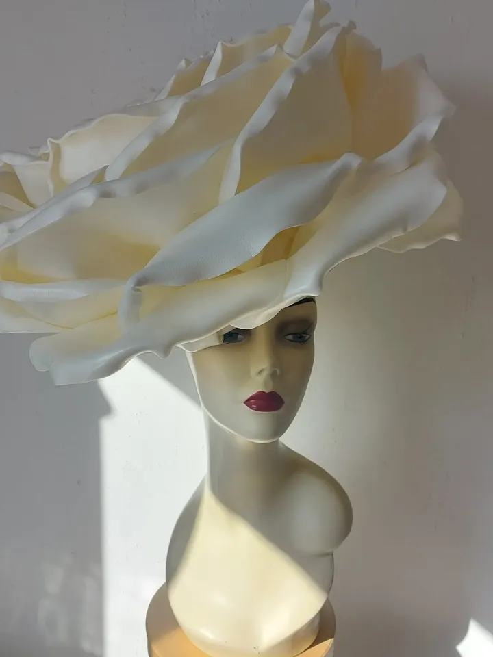 Huge rose statement hat 3 pcs Wedding headdress20" Kentucky Derby Cocktail Occasion headpiece Women Fashion 2024