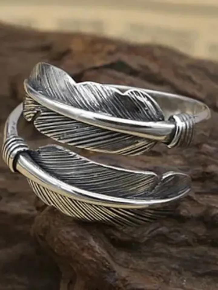 Handmade 925 Silver Feather Ring, Adjustable Feather Ring, Real Silver Wrap Around Ring, Silver Bohemian Tribal Ring, Ethnic Bohemian Ring