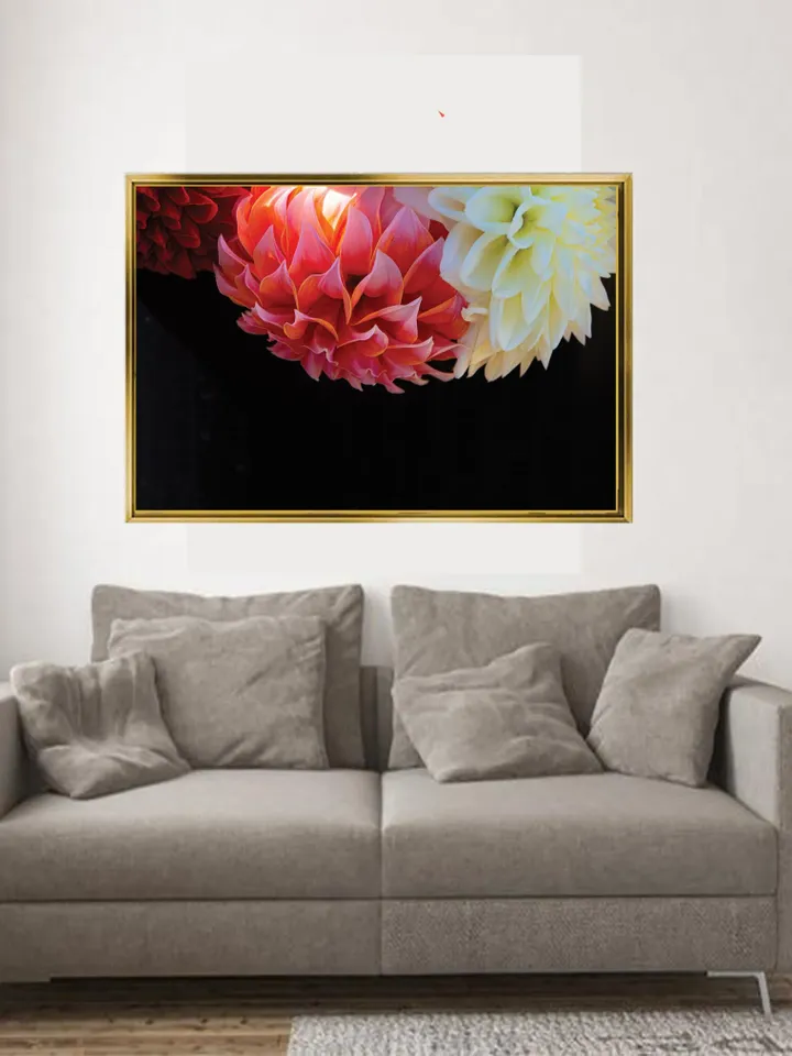 Flower Print on Canvas , Floating Frame Option, Modern Wall Art, Extra Large Canvas Wall Art