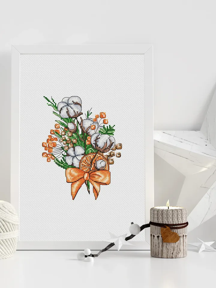 Christmas Bouquets Cross Stitch Pattern PDF, Winter Cross Stitch Chart Instant Download, New Year Hand Embroidery Pattern