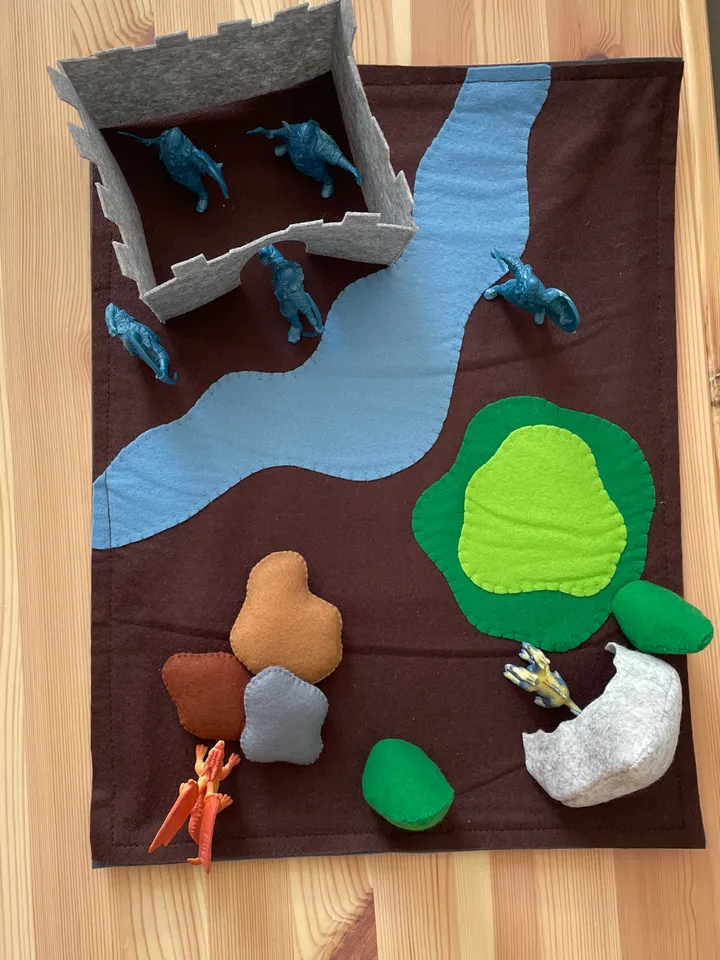 Felt play mat, Vikings and dragons felt playscape, Small world play, Play mat for kids, Travel play mat, Felt play scene