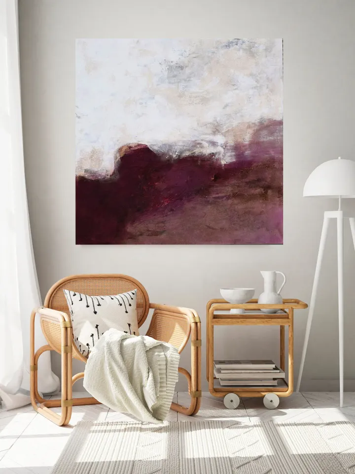 Minimalist Painting on Canvas, Minimalist Wall Art, Dark Pink Minimalist Painting, Original Painting on Canvas, Abstract Painting on Canvas