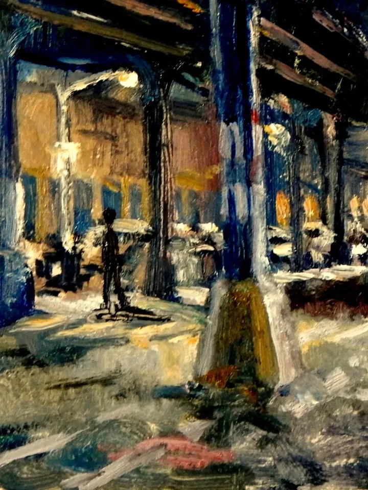 New York Nocturne Cityscape Painting - From 215th Street/NYC - 8x12 Oil on Panel, Impressionist Night Scene, Signed Original
